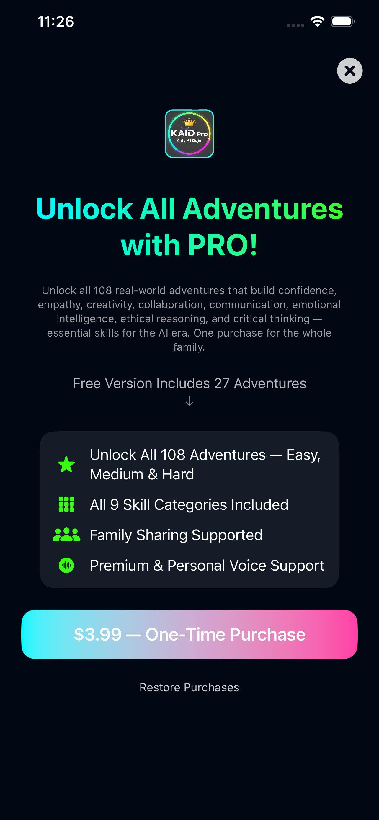 KAID — Unlock all adventures with PRO